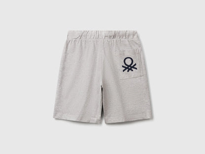 Benetton Light Gray Boys 100% Cotton Bermuda Shorts SKU: 3BL0C903L_501 Image 02