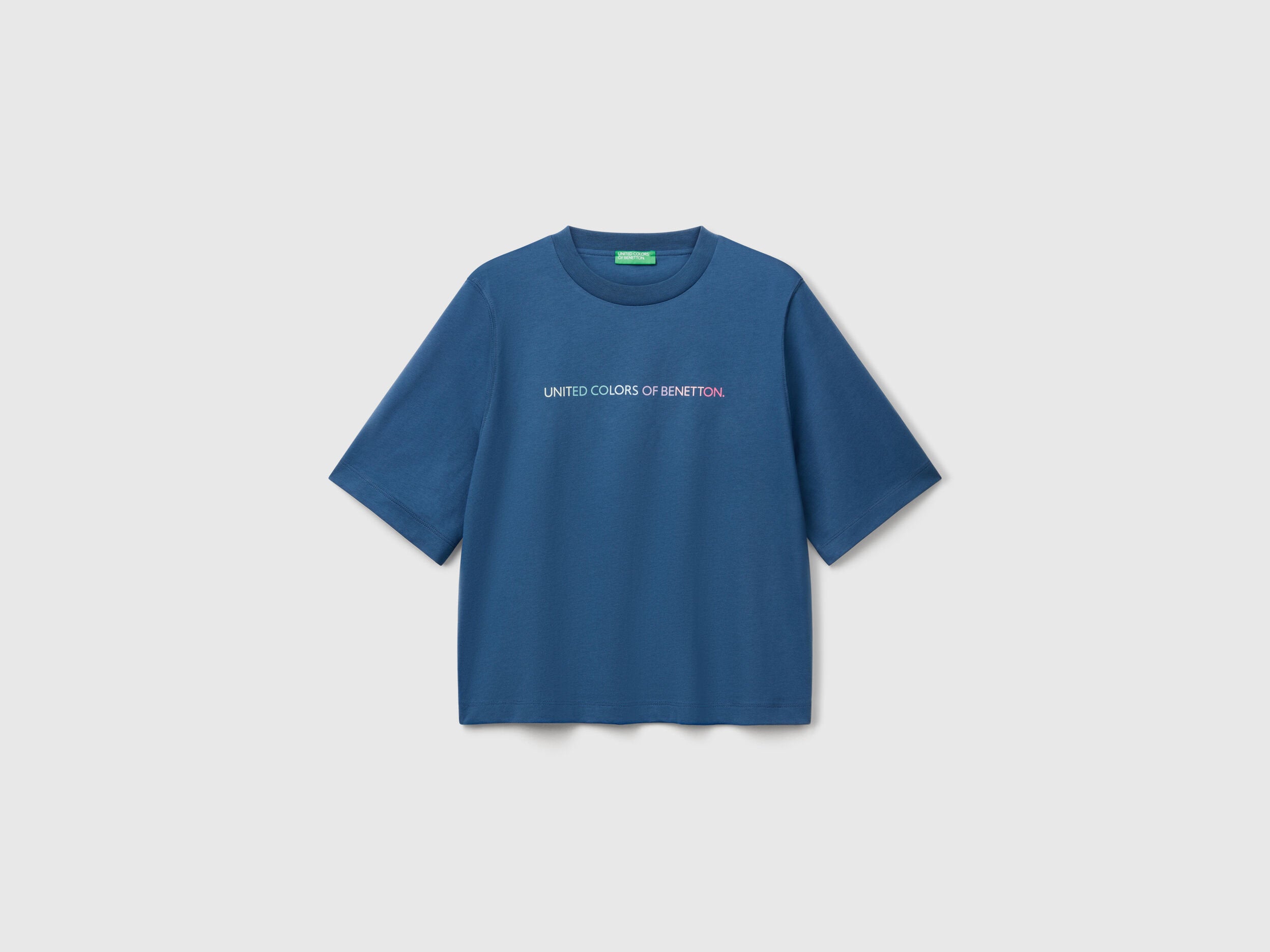 Benetton_T-Shirt with Logo Print_3BL0D109D_217_03