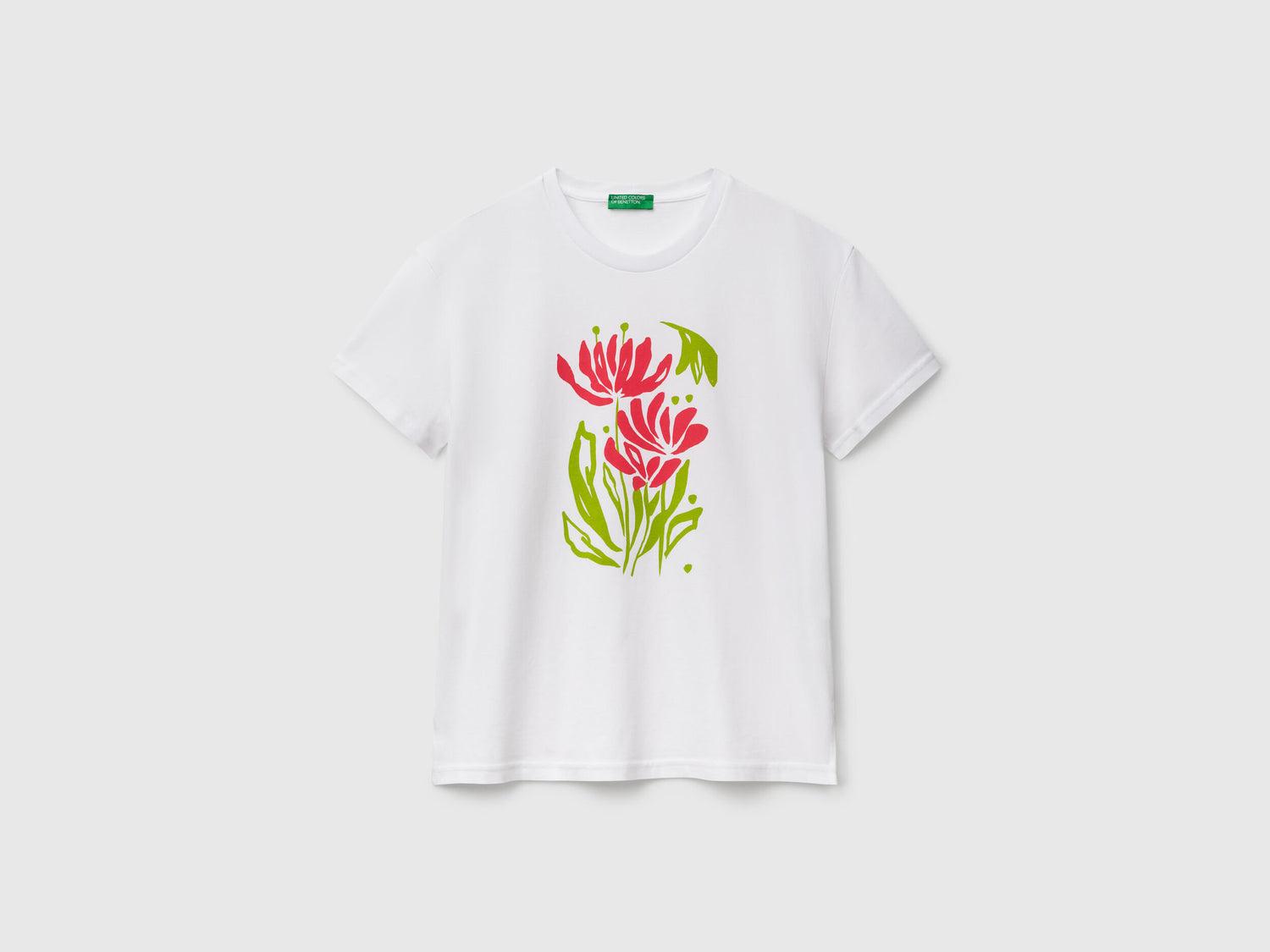 Benetton_Regular Fit T-Shirt with Floral Print_3BL0D10AK_904_03