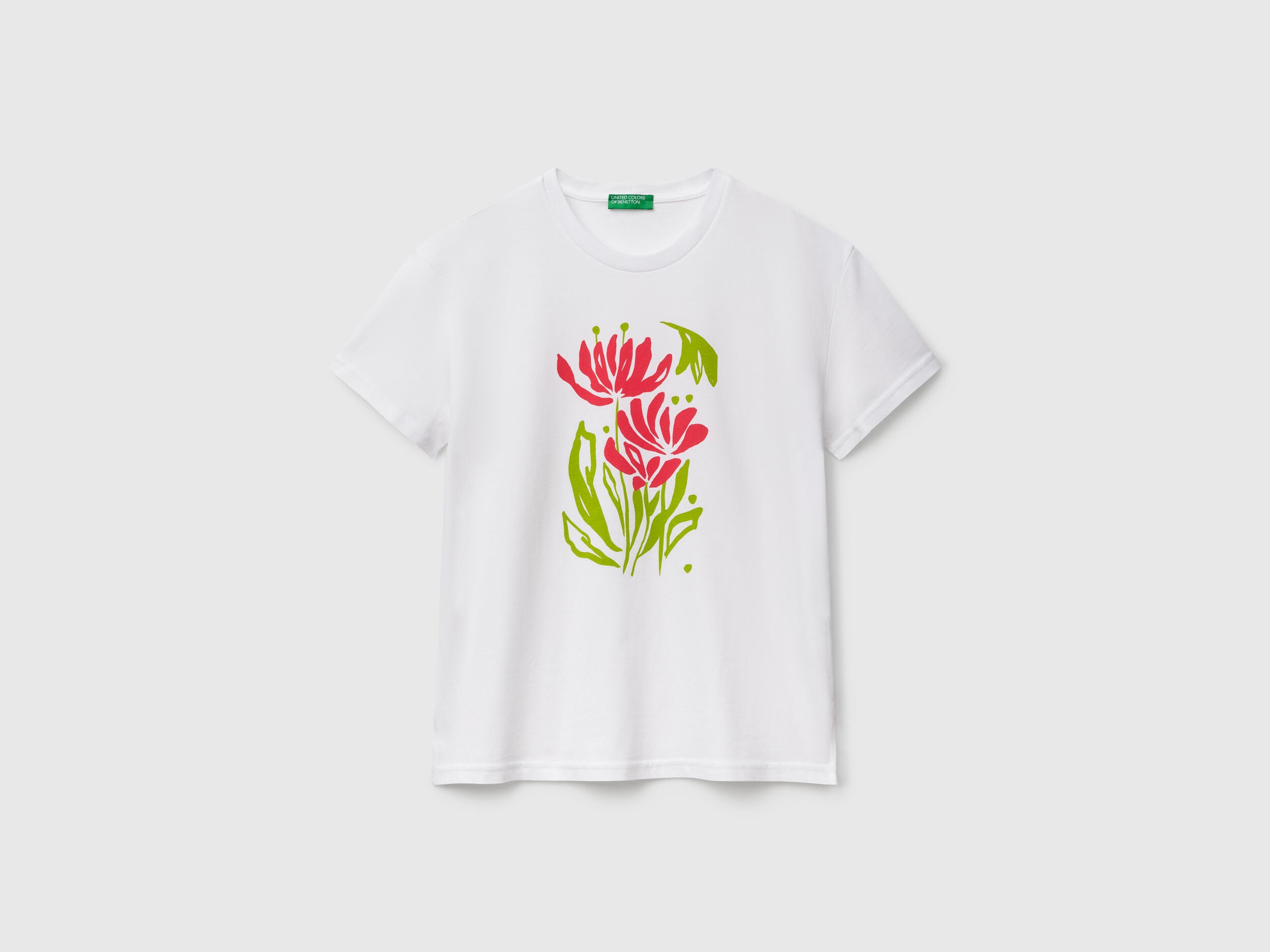 Benetton_Regular Fit T-Shirt with Floral Print_3BL0D10AK_904_03