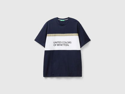 Dark  Blue T-Shirt With Logo Stripe_3BL0U108H_902_03