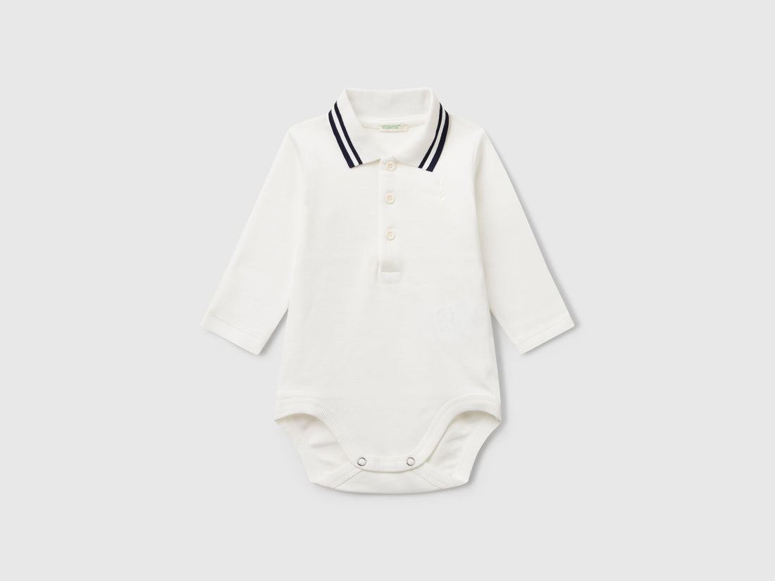 Benetton_White_Polo Bodysuit in Cotton_3CDIAB00F_074_01