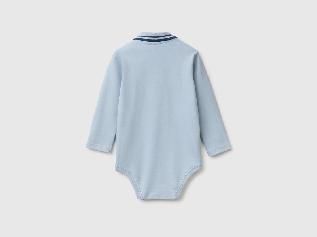 Benetton Sky Blue Unisex Cotton Polo Bodysuit SKU: 3CDIAB00F_3L3 Image 02
