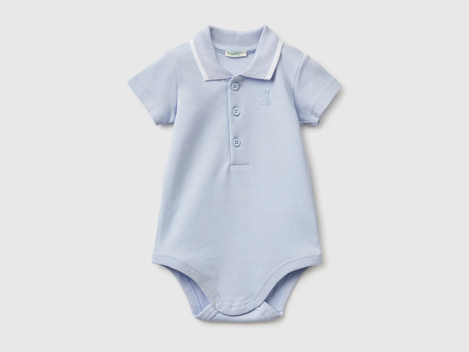 Benetton Sky Blue New Born Polo Onesie in Organic Cotton SKU: 3CDIAB00X_081 Image 01