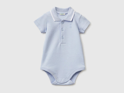 Benetton Sky Blue New Born Polo Onesie in Organic Cotton SKU: 3CDIAB00X_081 Image 01