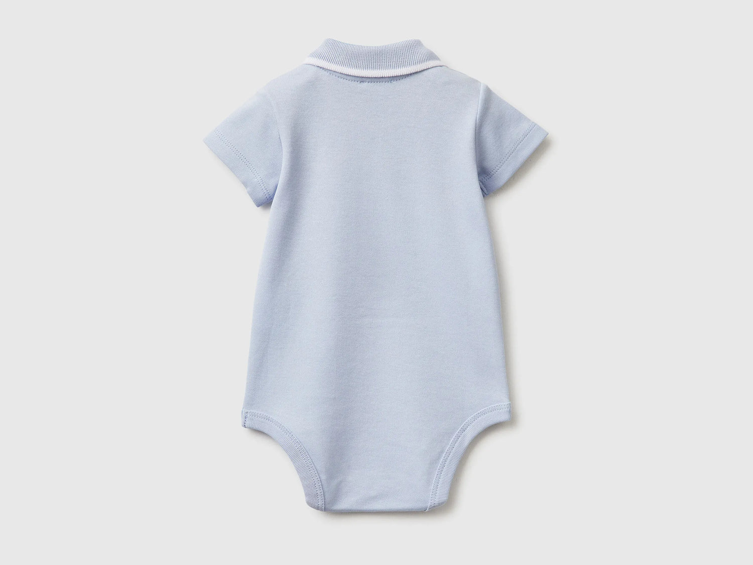Benetton Sky Blue New Born Polo Onesie in Organic Cotton SKU: 3CDIAB00X_081 Image 02