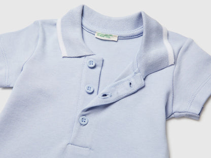 Benetton Sky Blue New Born Polo Onesie in Organic Cotton SKU: 3CDIAB00X_081 Image 03