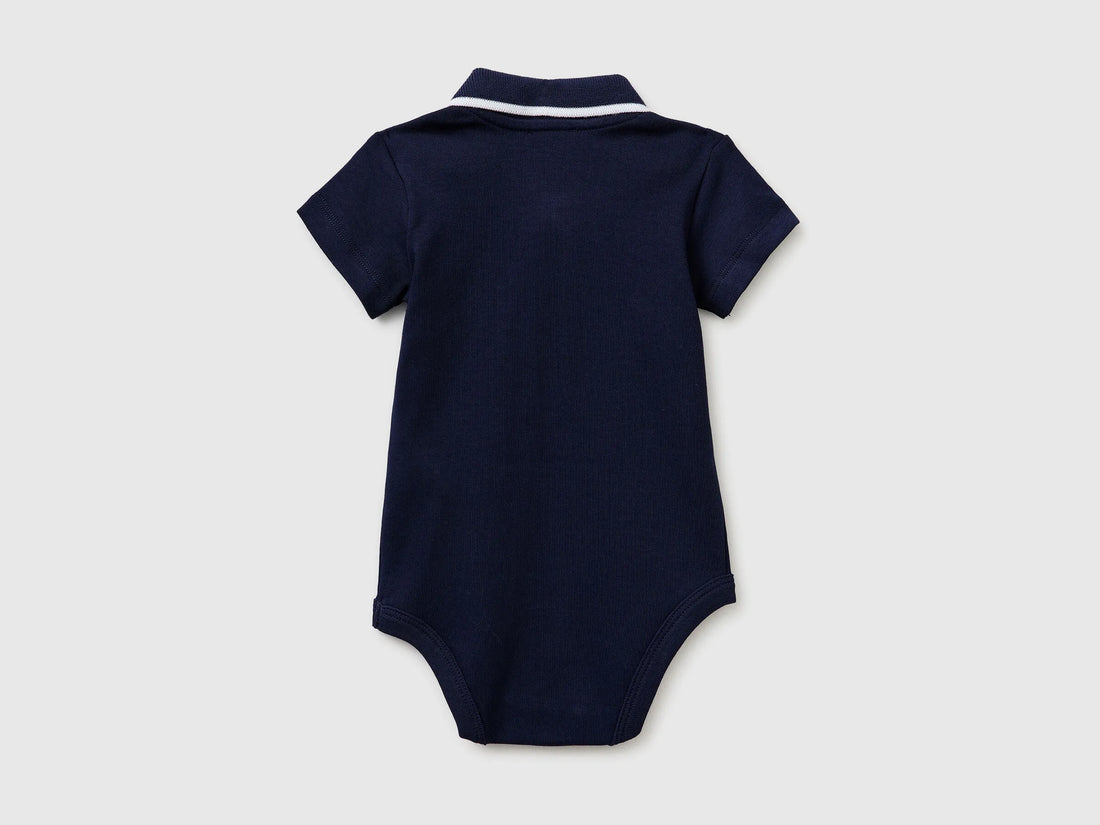 Benetton Dark Blue Boys, Girls Polo Onesie in Organic Cotton SKU: 3CDIAB00X_252 Image 02