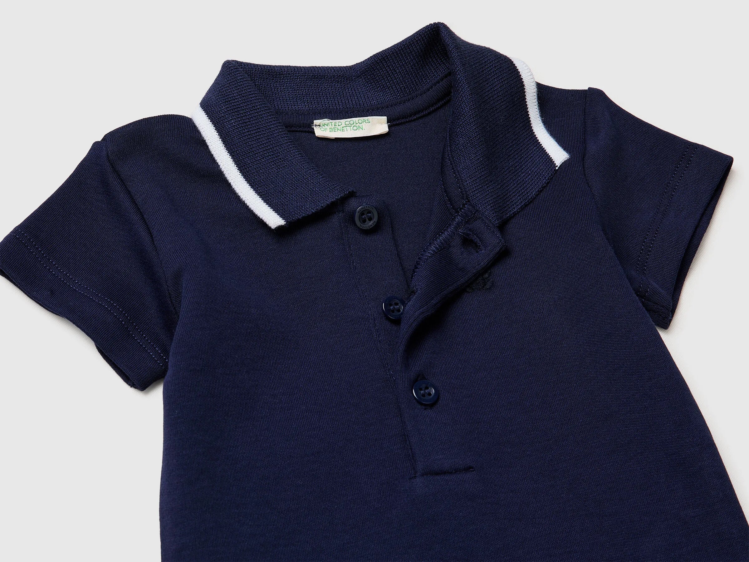 Benetton Dark Blue Boys, Girls Polo Onesie in Organic Cotton SKU: 3CDIAB00X_252 Image 03