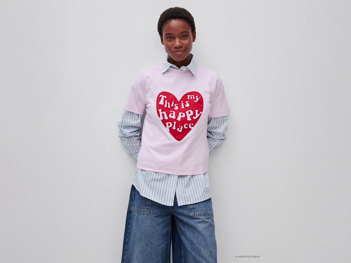 Benetton Soft Pink Women Boxy Fit T-Shirt with Print SKU: 3DCJD10DI_0A8 Image 01