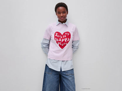 Benetton Soft Pink Women Boxy Fit T-Shirt with Print SKU: 3DCJD10DI_0A8 Image 01