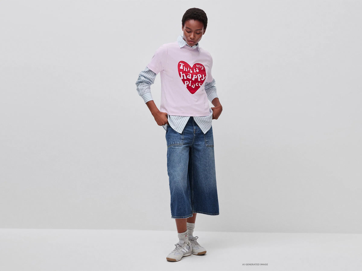 Benetton Soft Pink Women Boxy Fit T-Shirt with Print SKU: 3DCJD10DI_0A8 Image 03