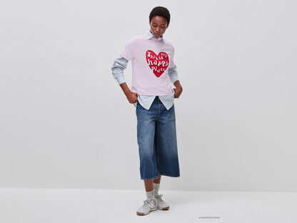 Benetton Soft Pink Women Boxy Fit T-Shirt with Print SKU: 3DCJD10DI_0A8 Image 03