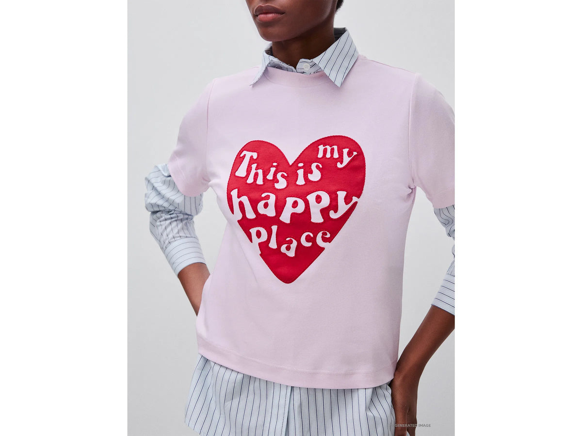 Benetton Soft Pink Women Boxy Fit T-Shirt with Print SKU: 3DCJD10DI_0A8 Image 04