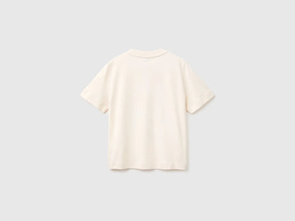 Benetton Creamy White Women Boxy Fit T-Shirt with Embroidery and Sequins SKU: 3DCJD10DI_27H Image 02