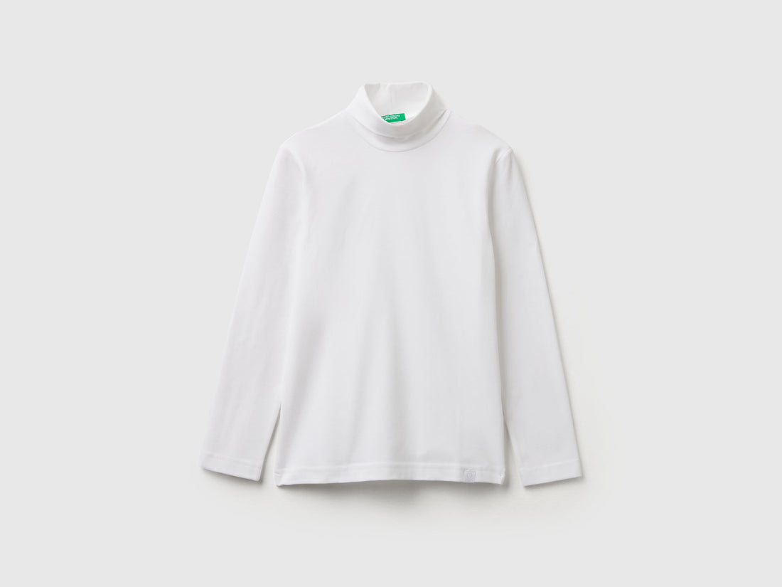 Benetton_White_Long Sleeve Turtleneck T-Shirt_3DKEC202O_101_01