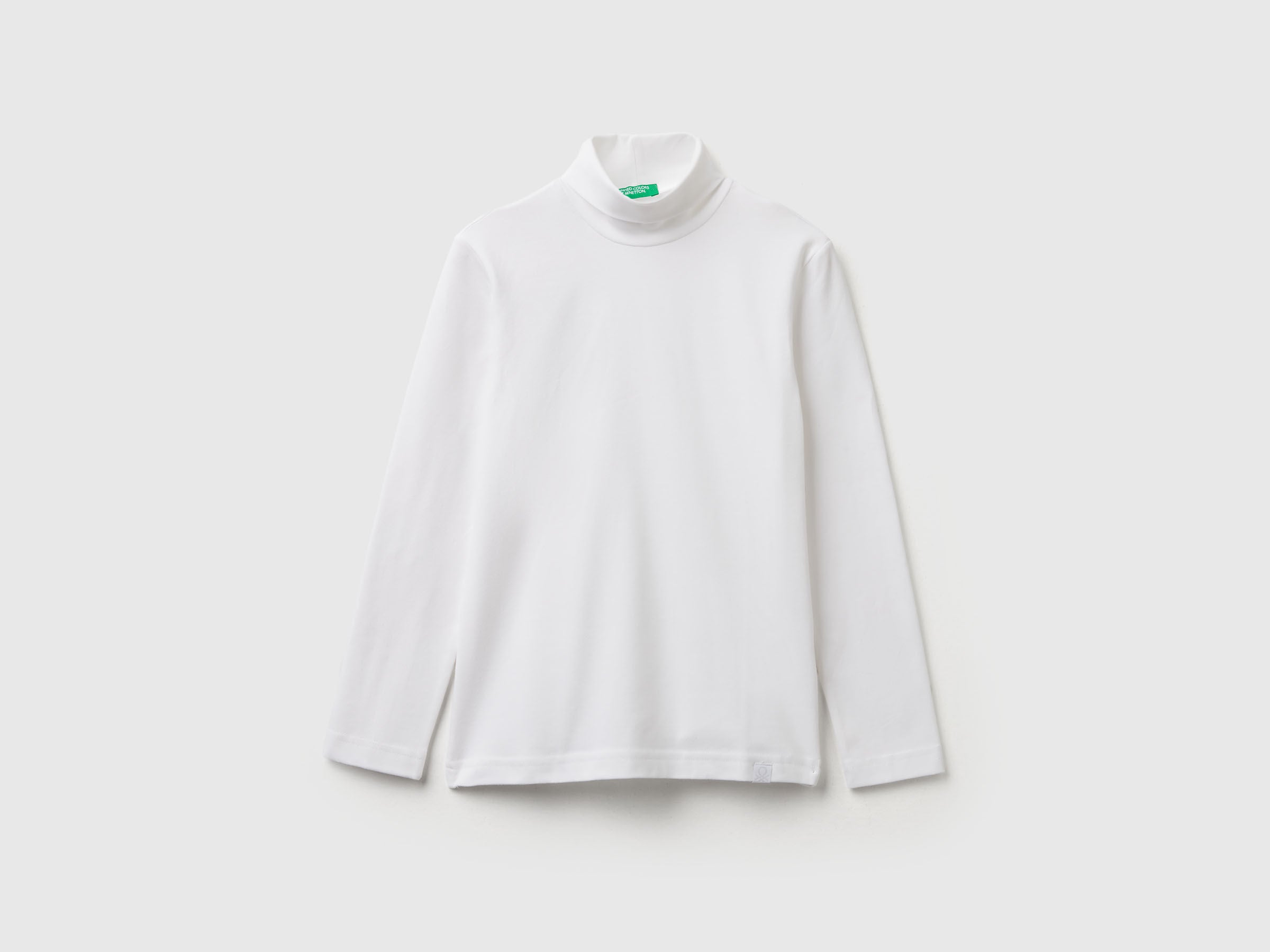 Benetton_White_Long Sleeve Turtleneck T-Shirt_3DKEC202O_101_01