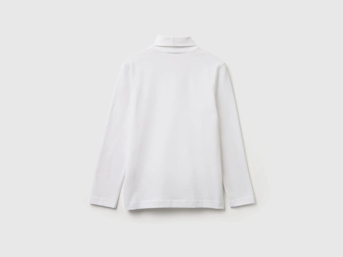 Benetton White Boys Long Sleeve Turtleneck T-Shirt SKU: 3DKEC202O_101 Image 02
