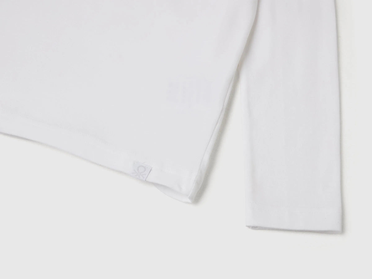 Benetton White Boys Long Sleeve Turtleneck T-Shirt SKU: 3DKEC202O_101 Image 03
