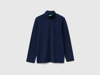 Benetton Dark Blue Boys Long Sleeve Turtleneck T-Shirt SKU: 3DKEC202O_252 Image 01