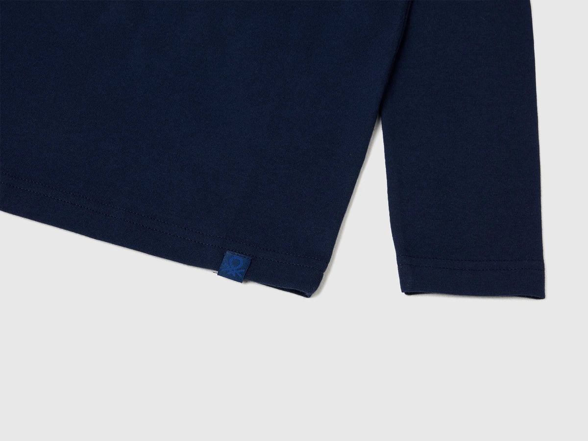 Benetton Dark Blue Boys Long Sleeve Turtleneck T-Shirt SKU: 3DKEC202O_252 Image 03