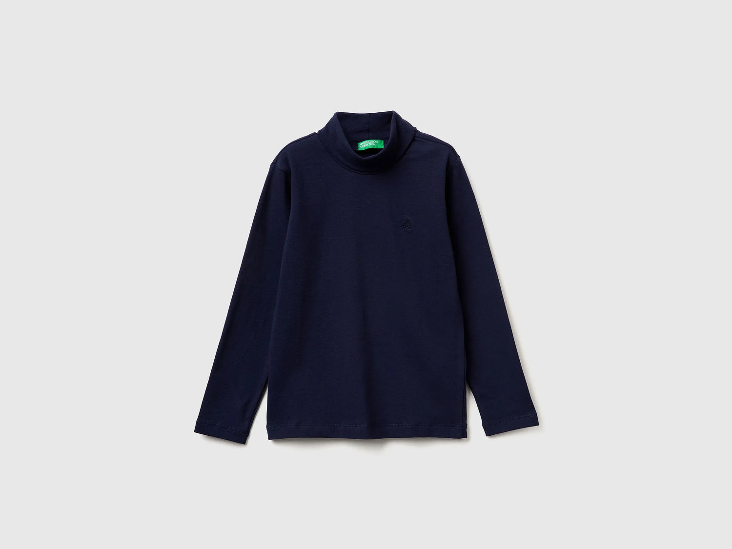 Benetton_Dark Blue_Turtleneck T-Shirt in Warm Stretch Cotton_3DKEG10JU_252_01