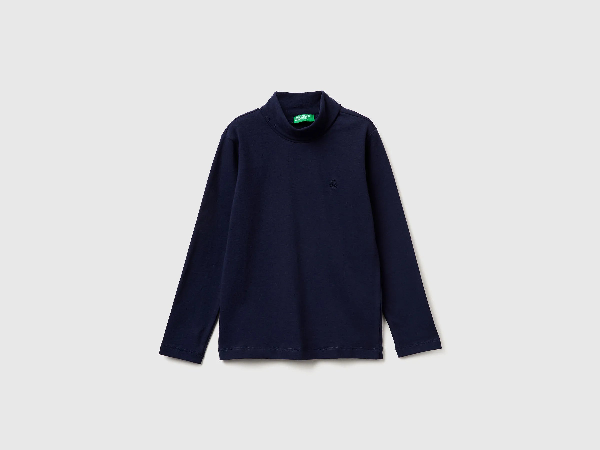 Benetton_Dark Blue_Turtleneck T-Shirt in Warm Stretch Cotton_3DKEG10JU_252_01