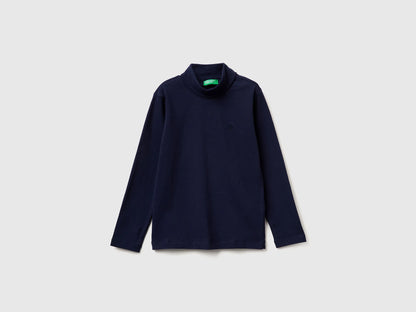 Benetton_Dark Blue_Turtleneck T-Shirt in Warm Stretch Cotton_3DKEG10JU_252_01