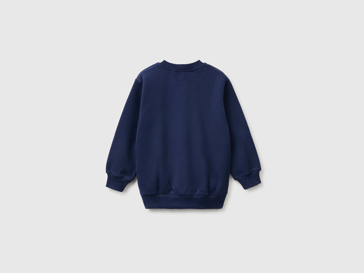 Benetton Blue Boys Warm Sweatshirt with Pouch Pocket SKU: 3EB5G10G0_905 Image 02