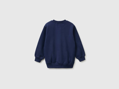 Benetton Blue Boys Warm Sweatshirt with Pouch Pocket SKU: 3EB5G10G0_905 Image 02