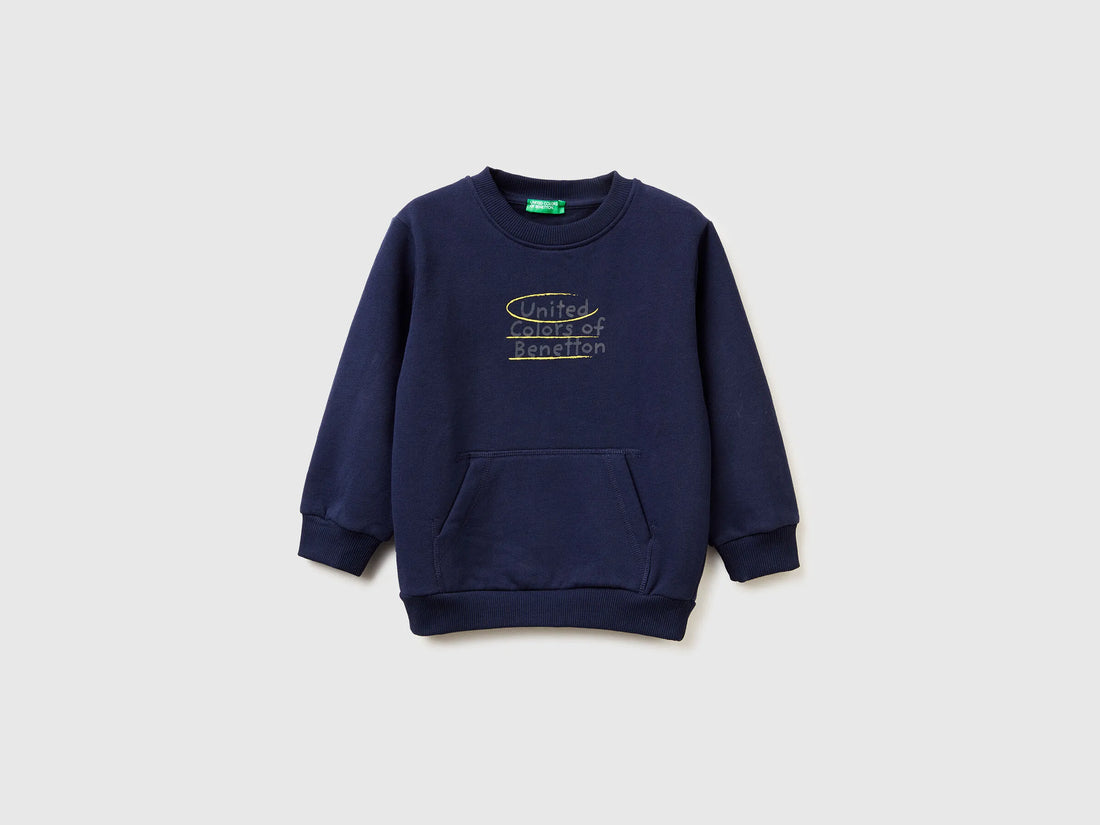 Benetton_Dark Blue_Warm Sweatshirt with Kangaroo Pocket_3EB5G10KS_252_01