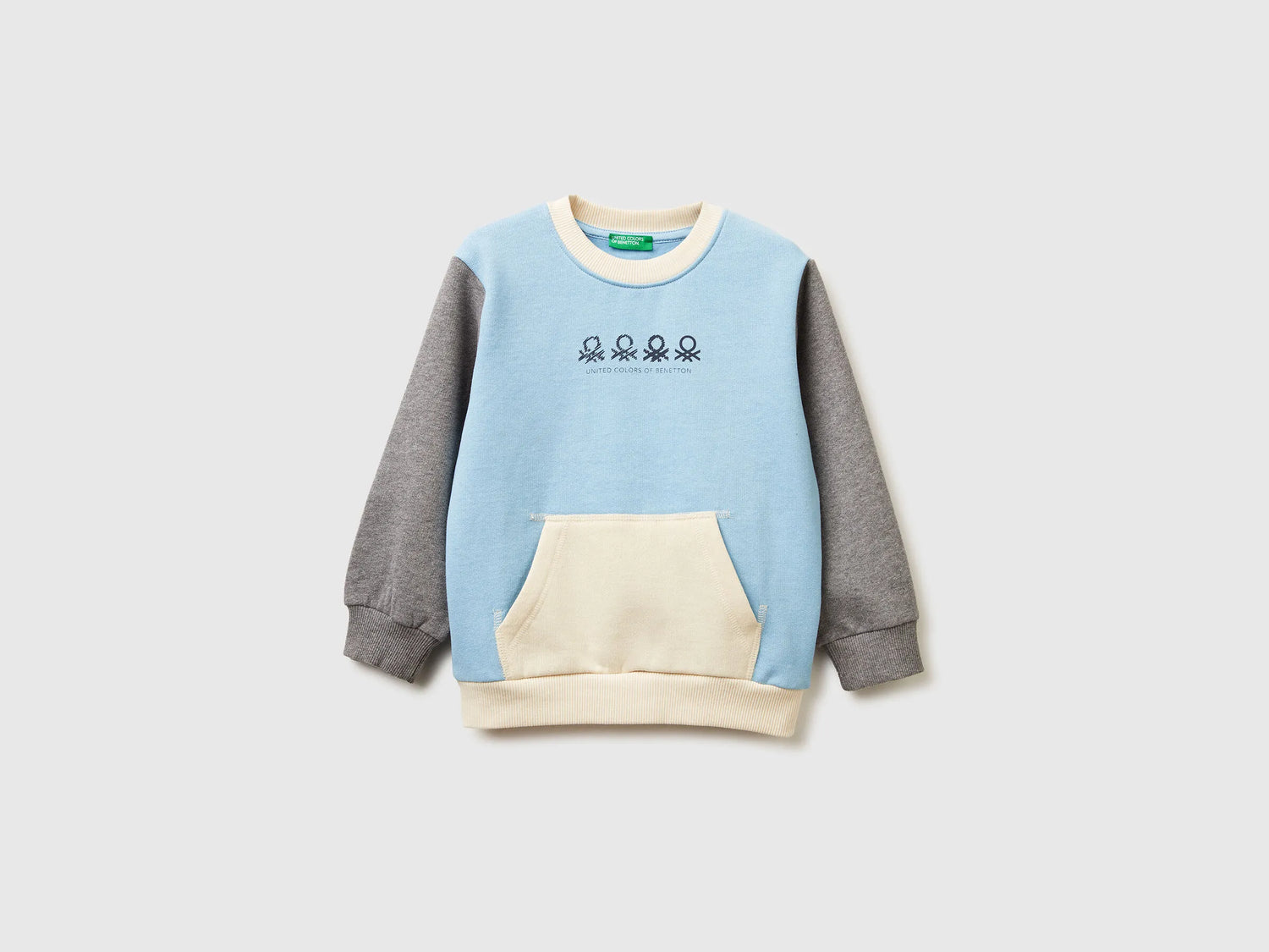 Benetton_Light Blue_Warm Sweatshirt with Kangaroo Pocket_3EB5G10KS_902_01