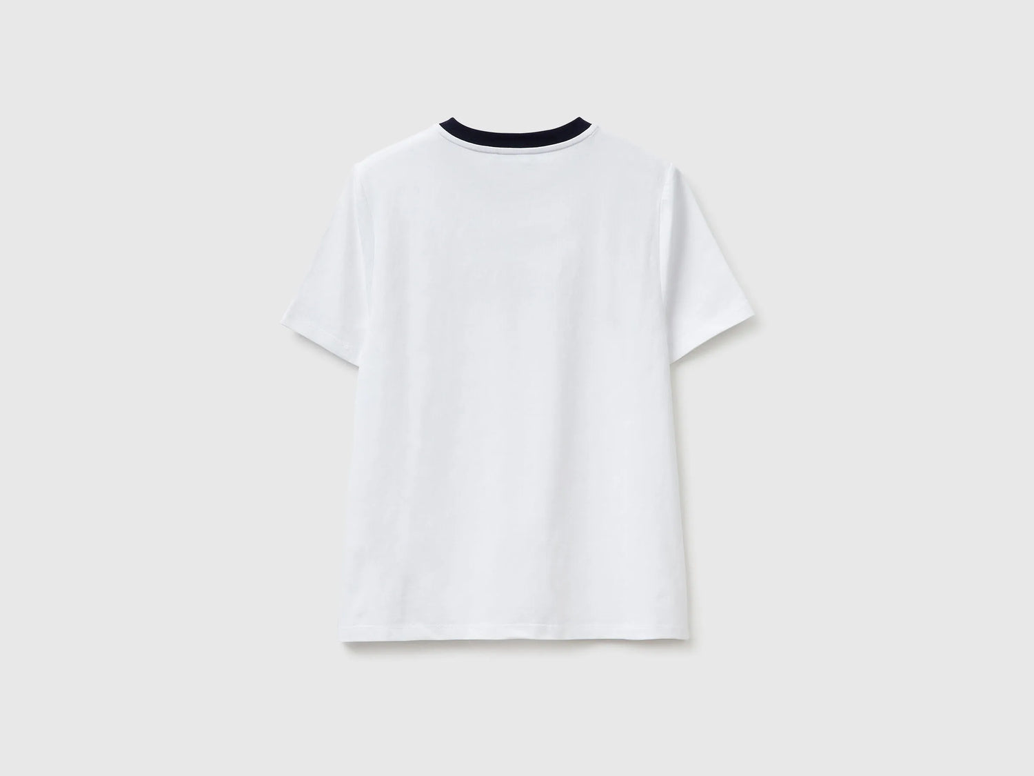 Benetton White Women T-Shirt with Embroidered Crest SKU: 3ECMD10C7_101 Image 02