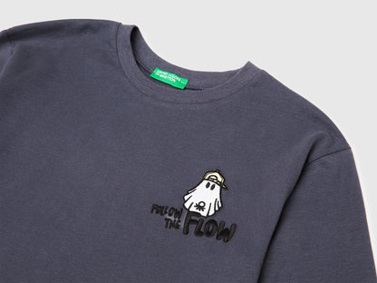 Benetton_Air Force Blue_T-Shirt in Warm Cotton with Print_3EG9C10R9_0J8_03