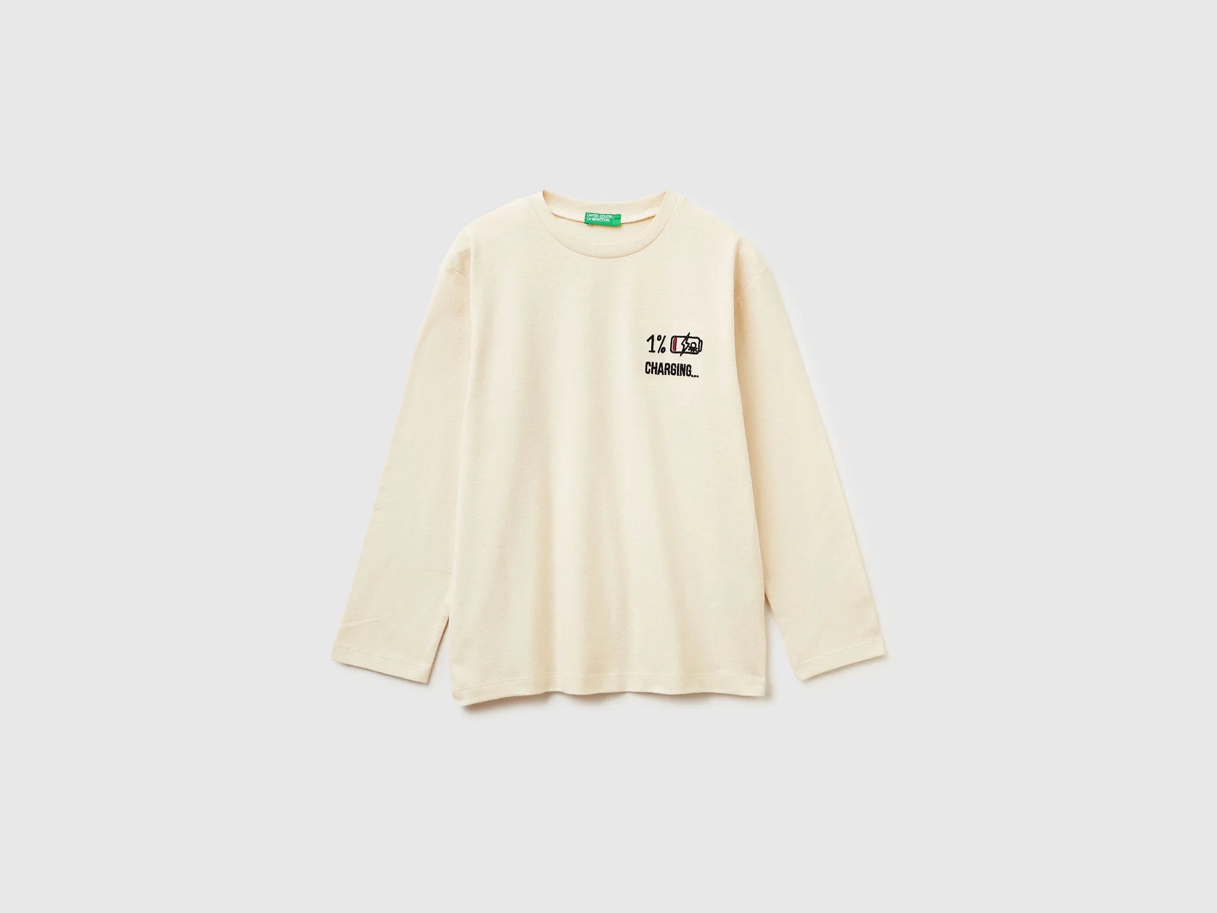 Benetton_Creamy White_T-Shirt in Warm Cotton with Print_3EG9C10R9_3C9_01