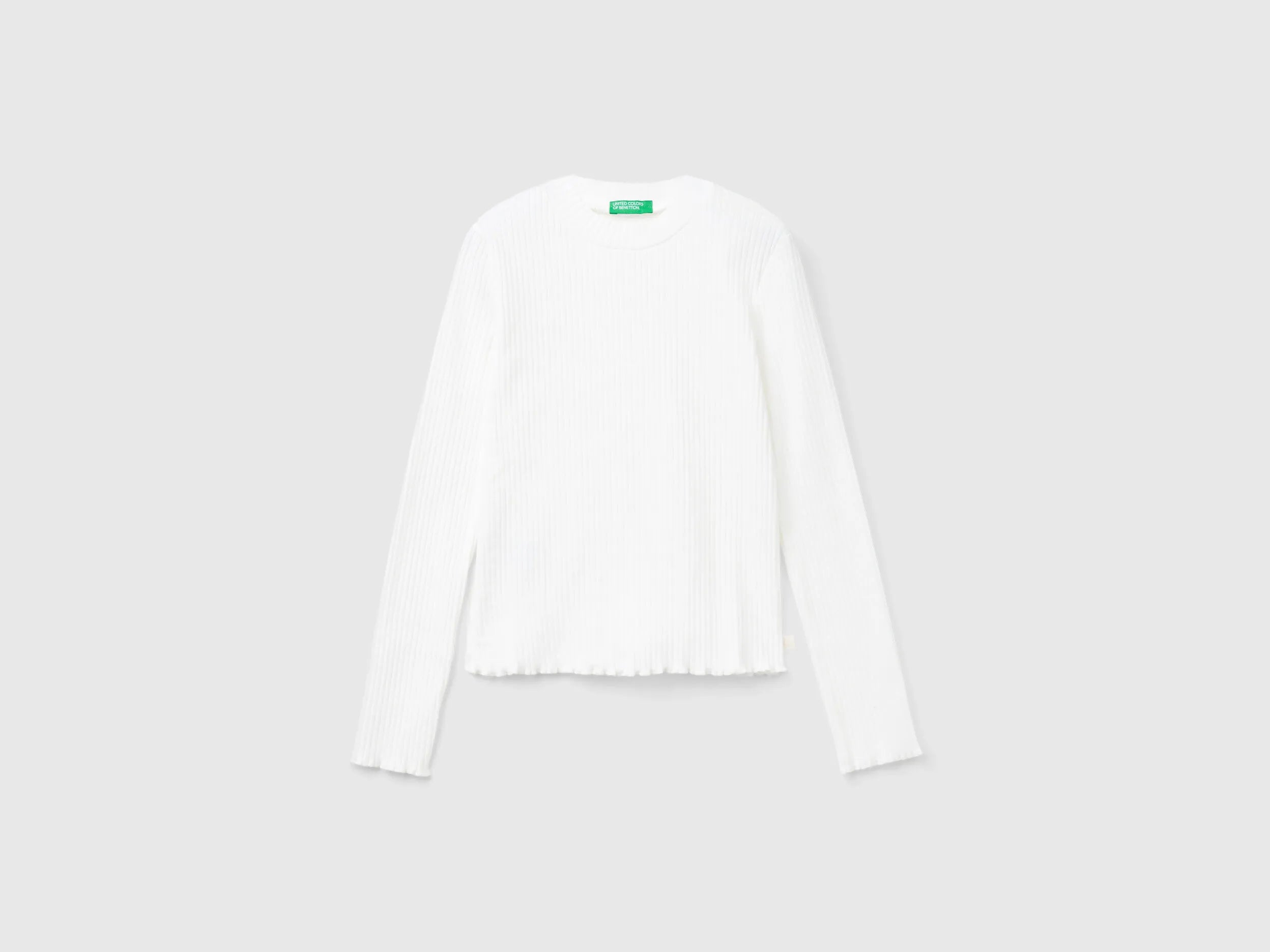 Benetton_Creamy White_Slim Fit Stretch Cotton T-Shirt_3F1AC203O_074_01