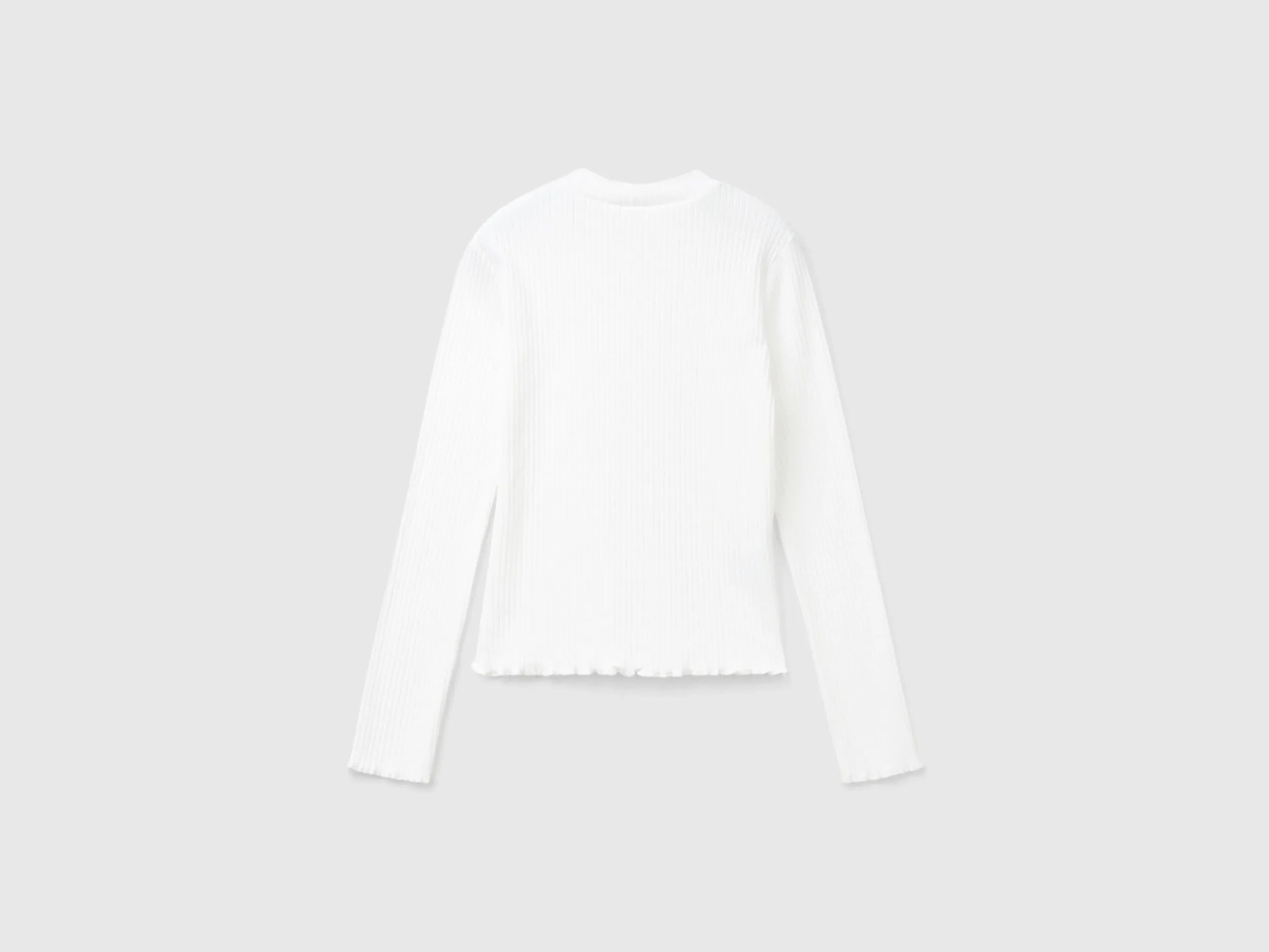 Benetton_Creamy White_Slim Fit Stretch Cotton T-Shirt_3F1AC203O_074_02