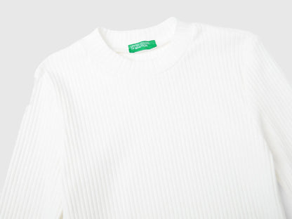 Benetton_Creamy White_Slim Fit Stretch Cotton T-Shirt_3F1AC203O_074_03