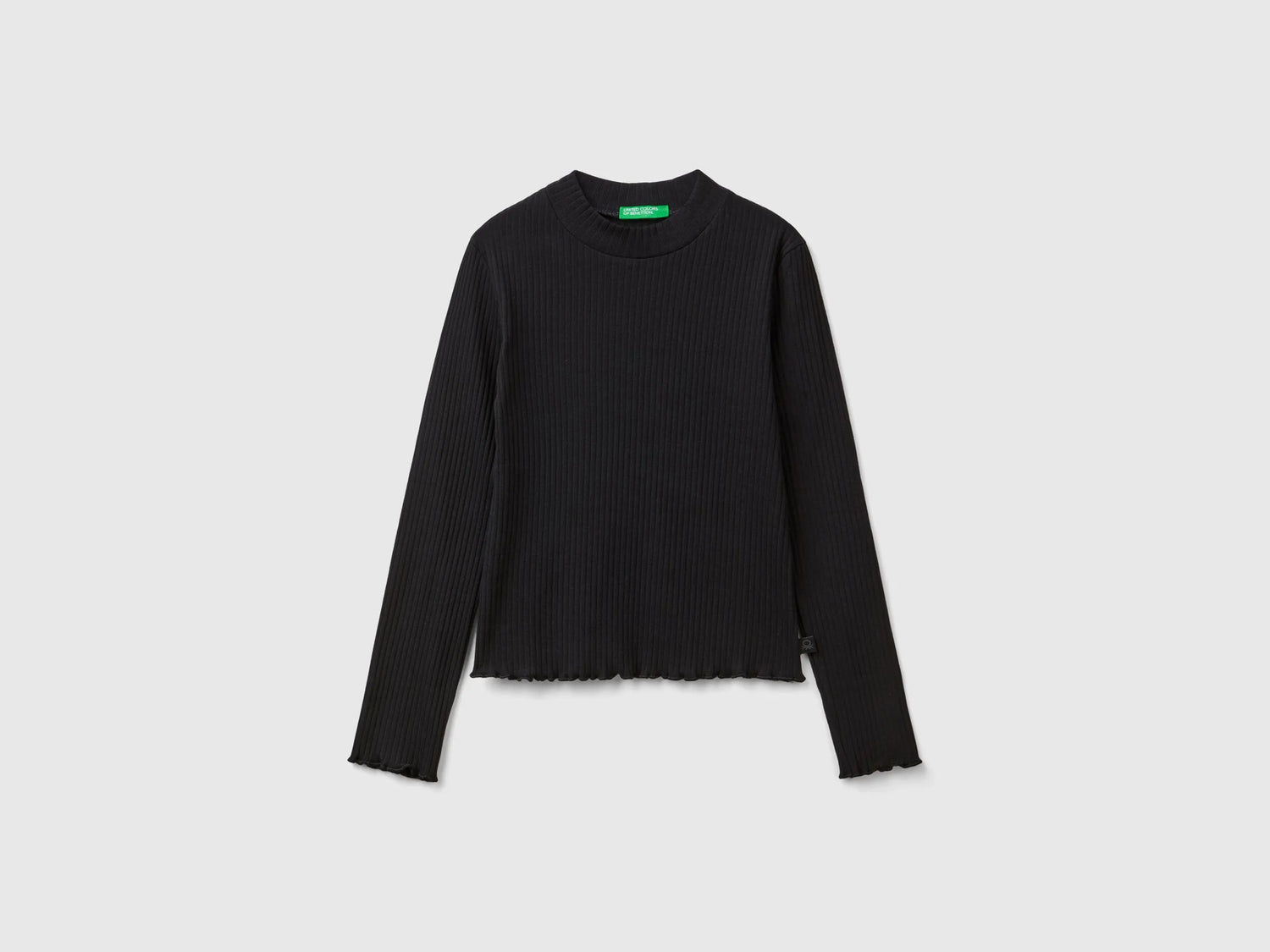 Benetton_Black_Slim Fit Stretch Cotton T-Shirt_3F1AC203O_100_01