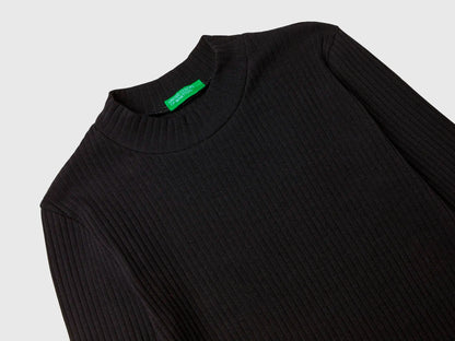 Benetton_Black_Slim Fit Stretch Cotton T-Shirt_3F1AC203O_100_03