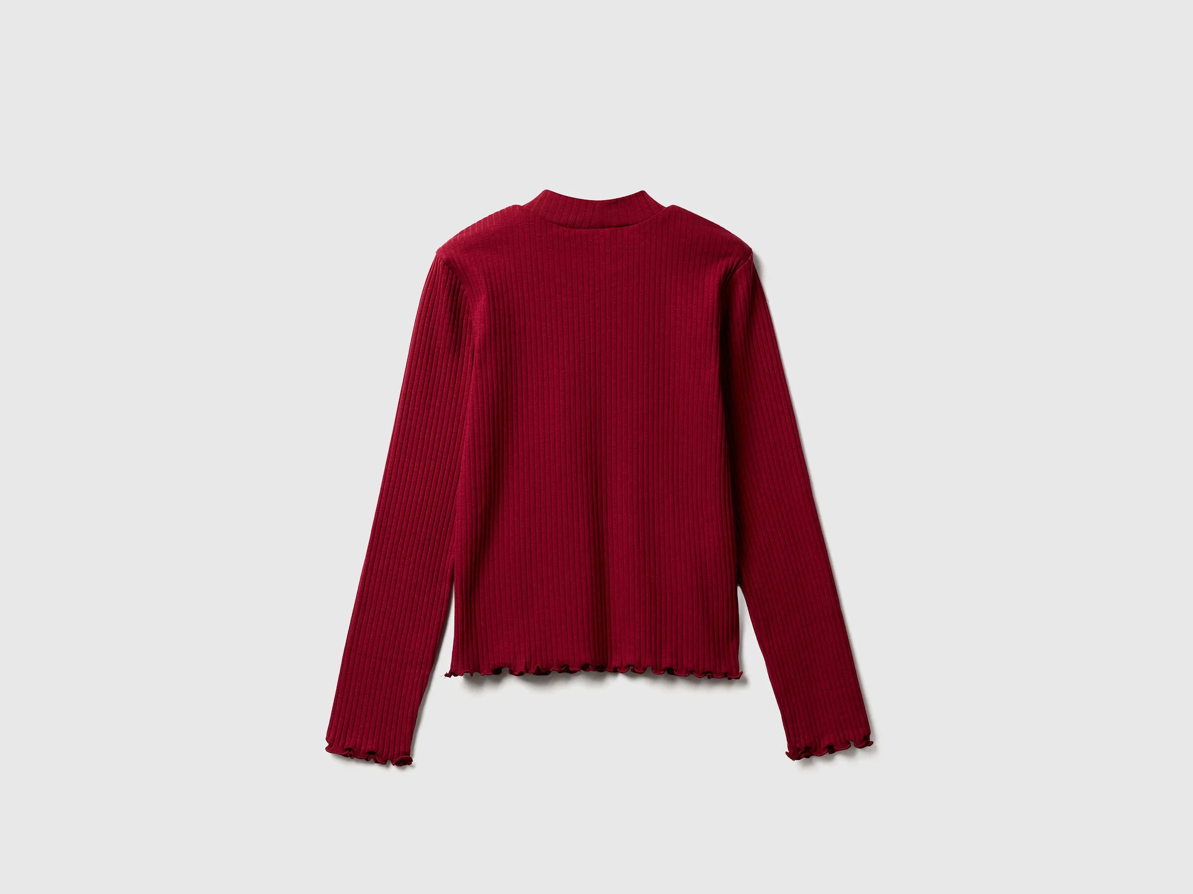 Benetton_Burgundy_Slim Fit Stretch Cotton T-Shirt_3F1AC203O_236_02