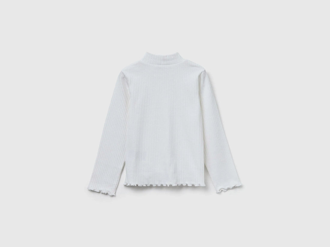 Benetton_Creamy White_Slim Fit Stretch Cotton T-Shirt_3F1AG10JT_074_02