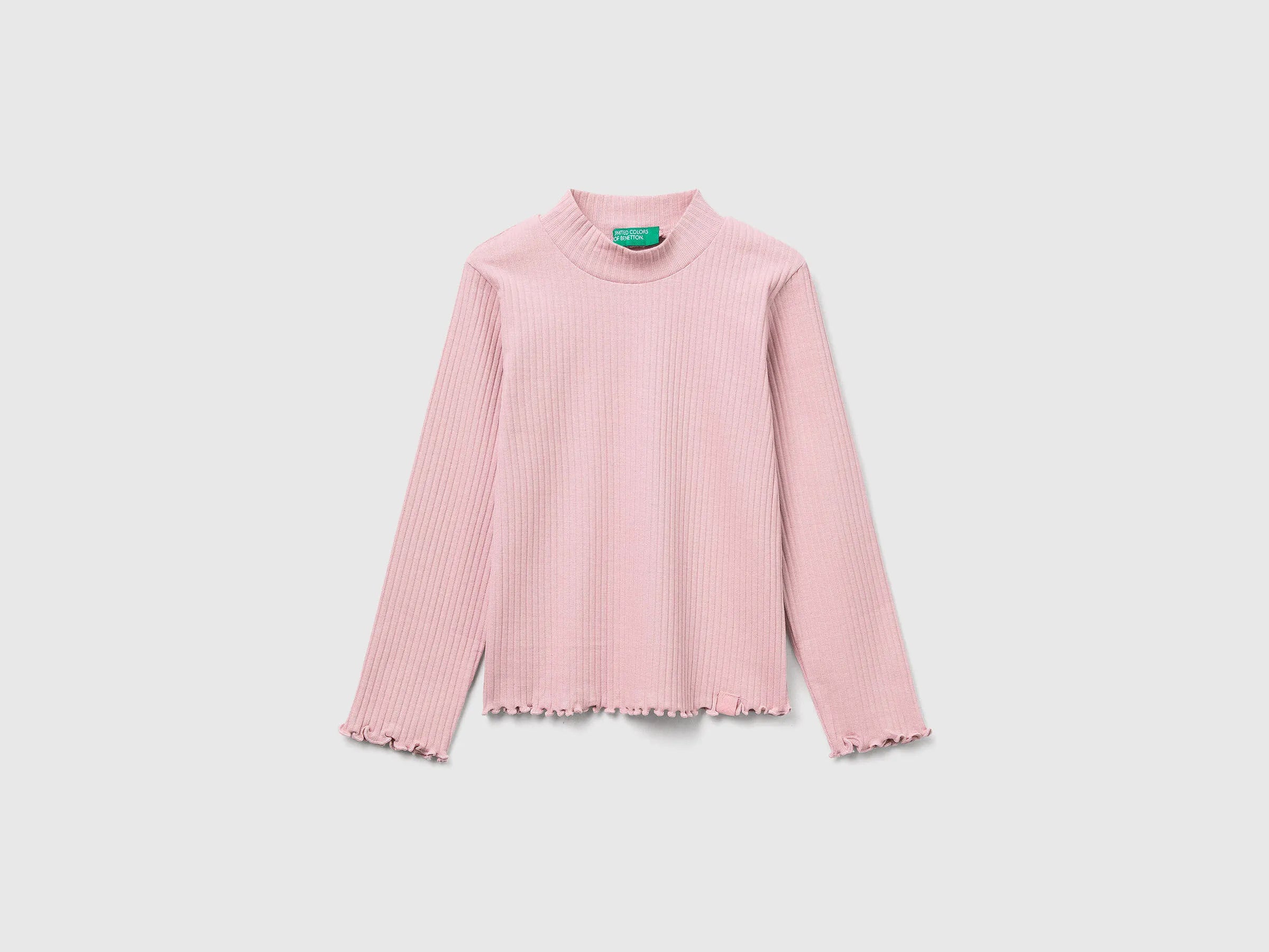 Benetton_Soft Pink_Slim Fit Stretch Cotton T-Shirt_3F1AG10JT_12U_01