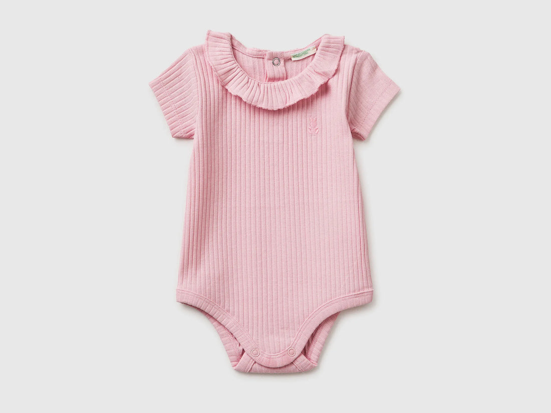 Benetton Pink Girls Onesie with Rouching on Neck SKU: 3F1EAB00V_25F Image 01