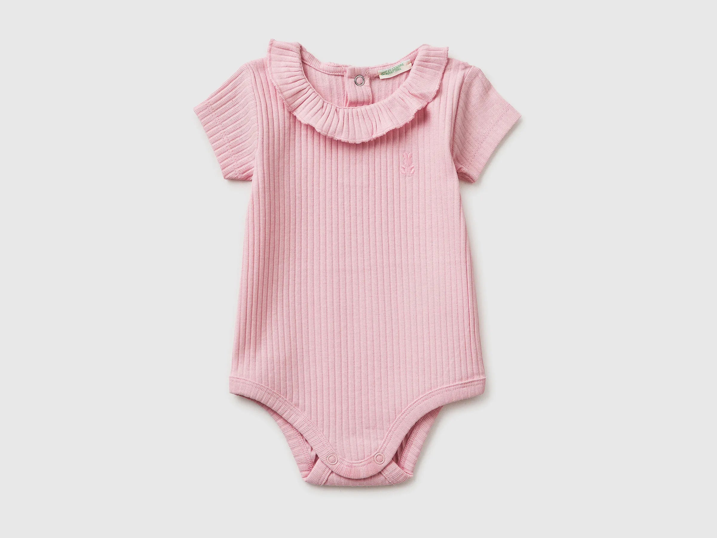 Benetton Pink Girls Onesie with Rouching on Neck SKU: 3F1EAB00V_25F Image 01