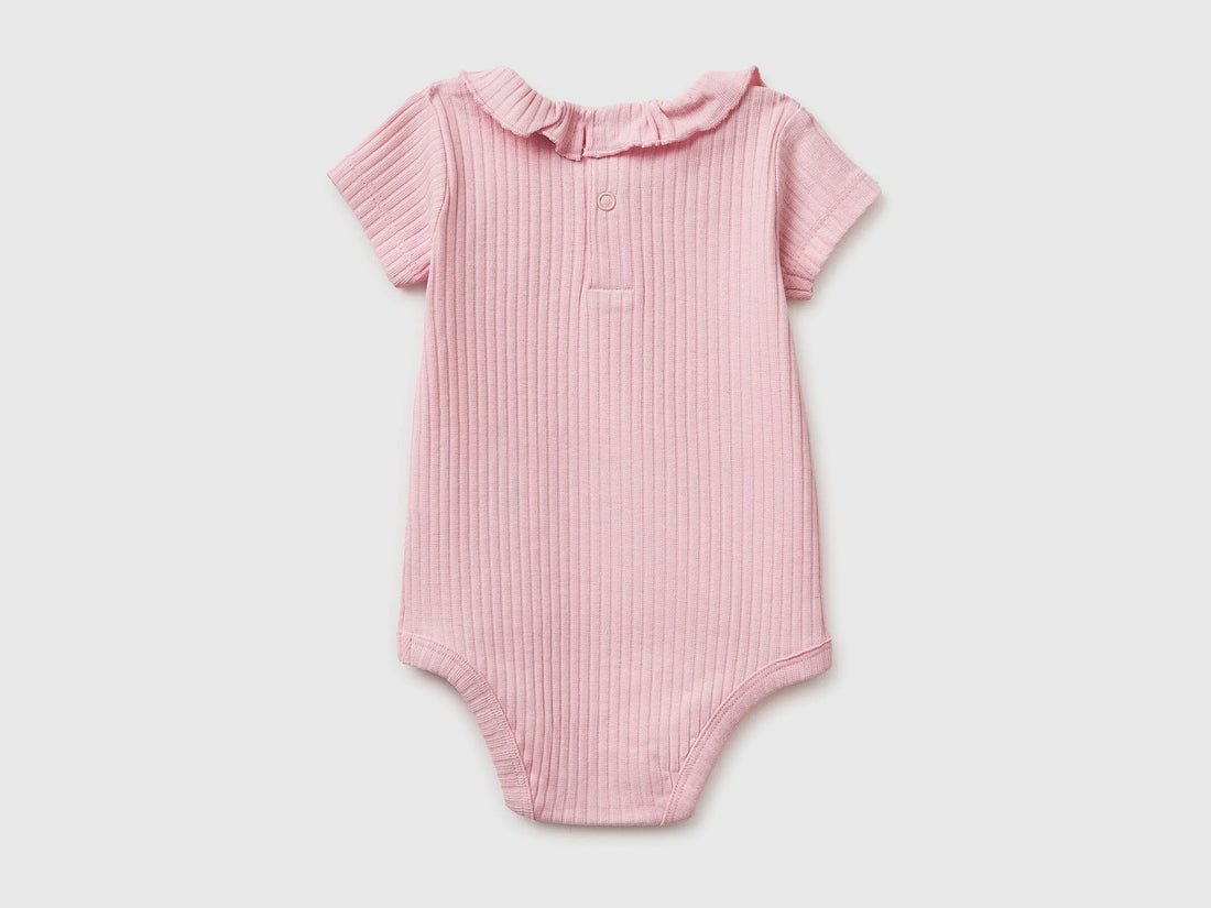 Benetton Pink Girls Onesie with Rouching on Neck SKU: 3F1EAB00V_25F Image 02