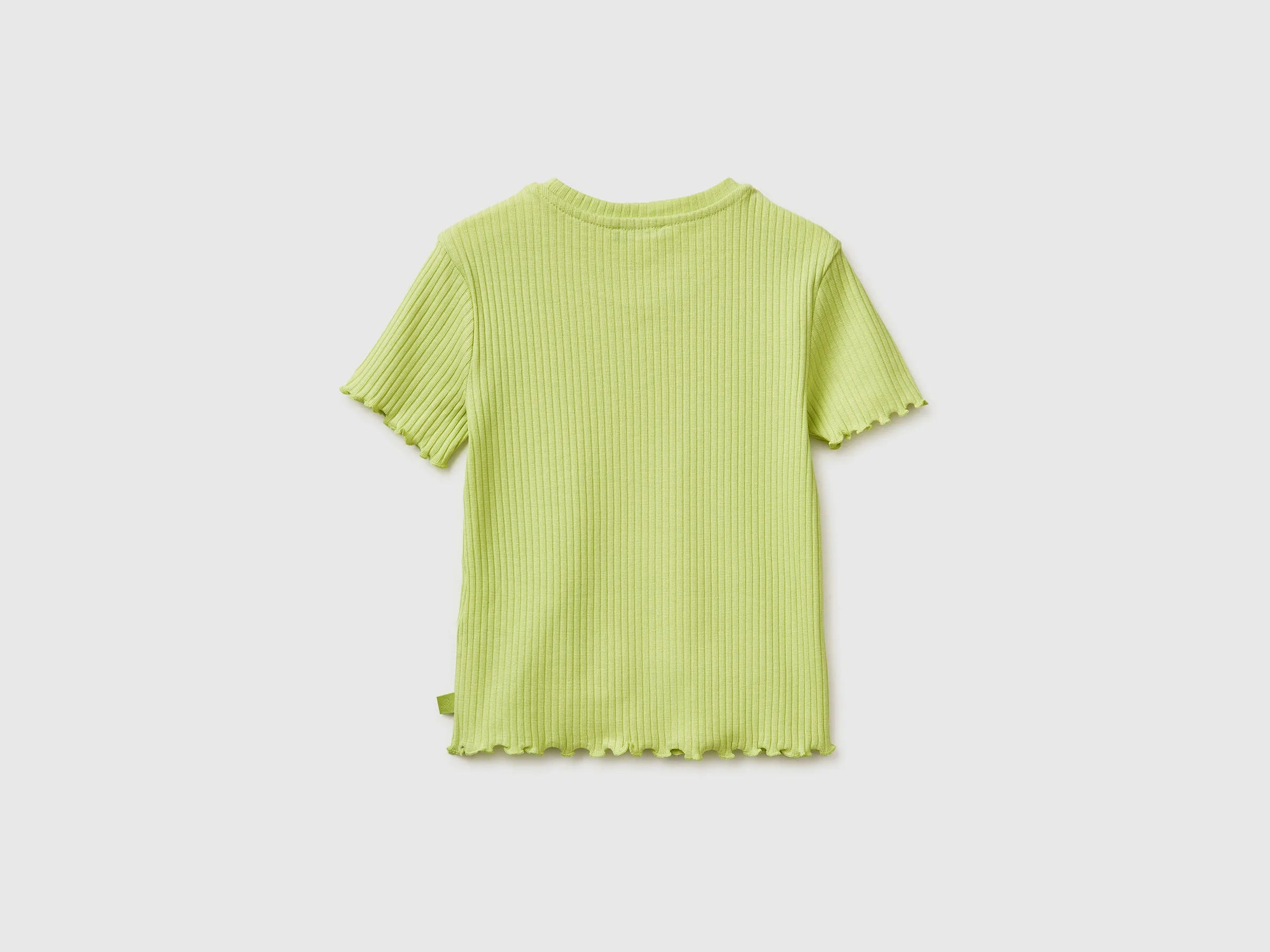 Benetton Lime Girls Slim Fit Ribbed T-Shirt SKU: 3F1EC10N4_0M4 Image 02