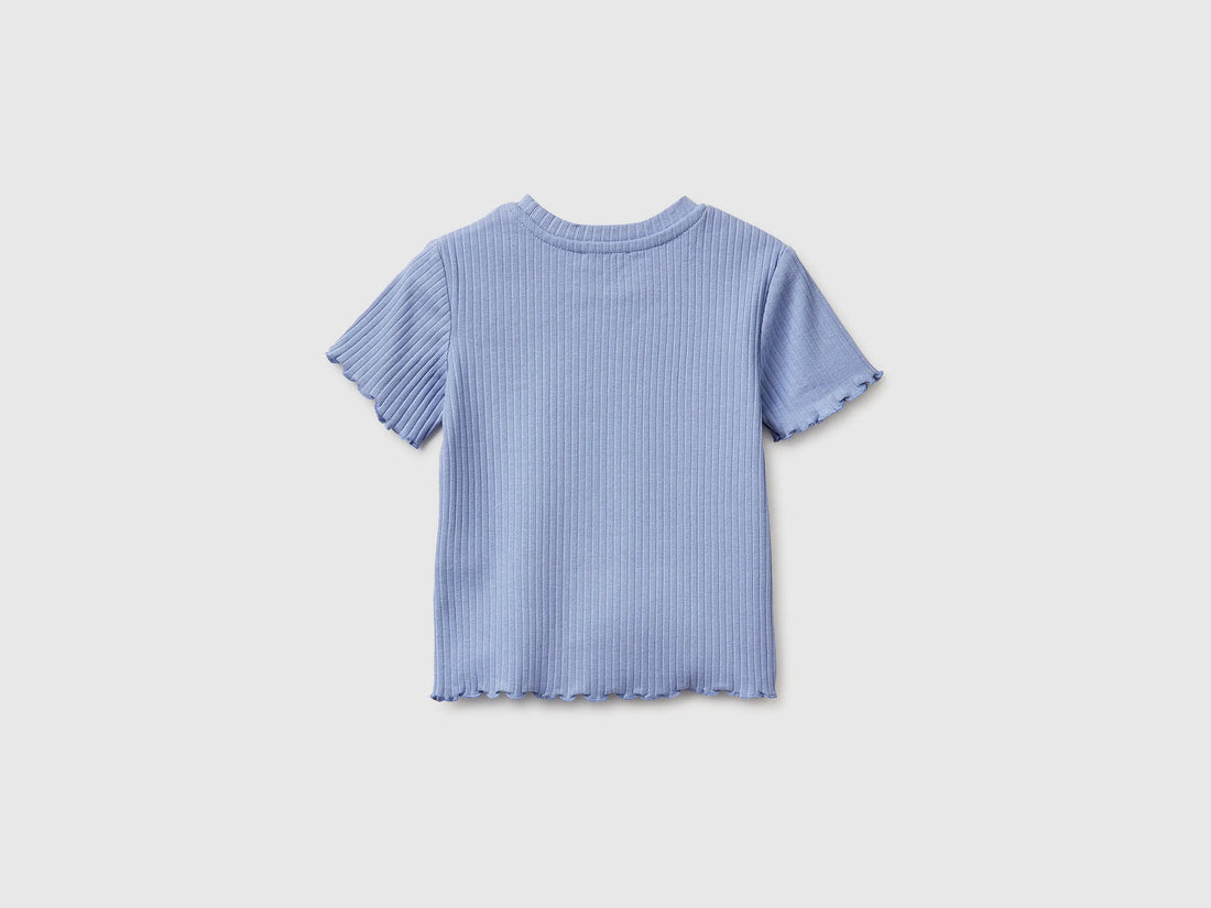 Benetton Lavender Girls Stretch Ribbed T-Shirt SKU: 3F1EG10HZ_13E Image 02