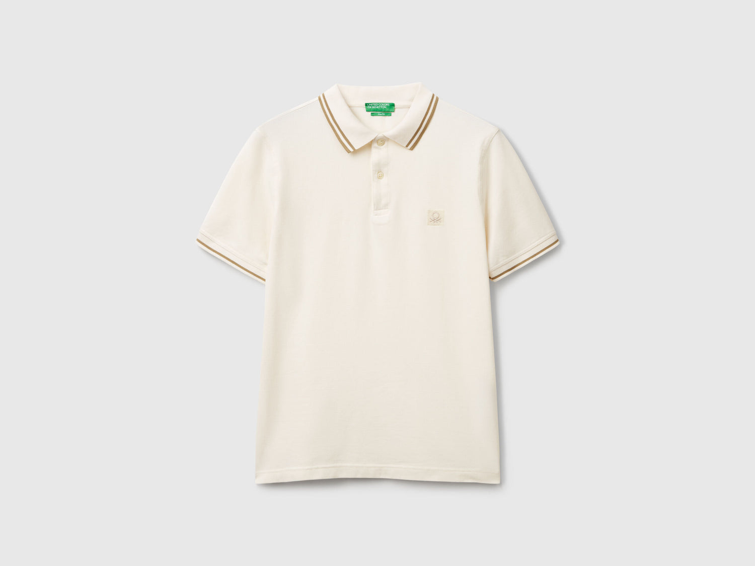 Benetton_Cream Slim Fit Polo_3F9HU302E_0R2_03