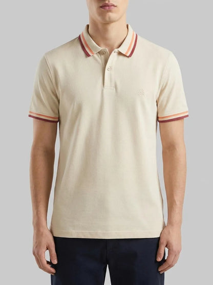 Benetton Beige Men Slim Fit Polo Shirt SKU: 3F9HU302W_752 Image 00